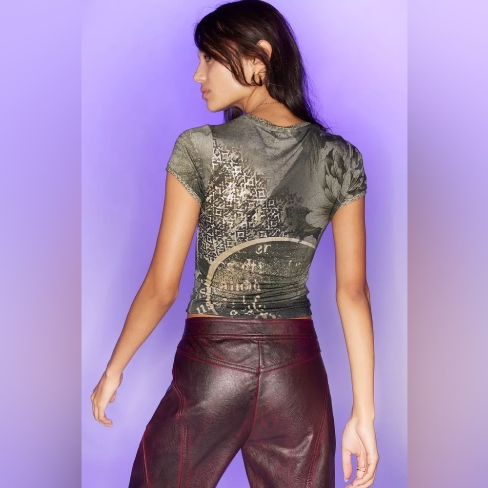 NWT Jaded London Contrast-Trim Graphic Baby Tee - Picture 4 of 4